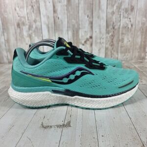 Saucony Triumph 19 Womens Running Shoes Teal Black Neon S10678-26 Size 9.5